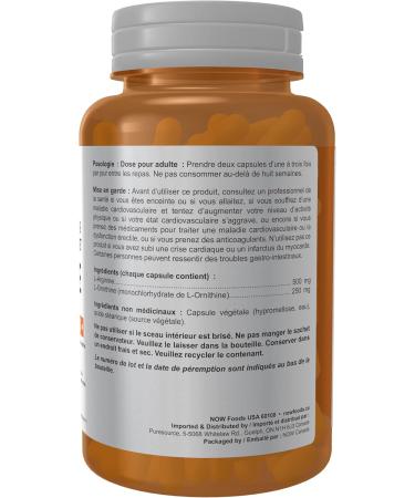 NOW Sports Nutrition L-Arginine & L-Ornithine 500/250 mg Amino Acids 100 Veg Capsules 100 count (Pack of 1) - Buy Online on SooperMarket.com