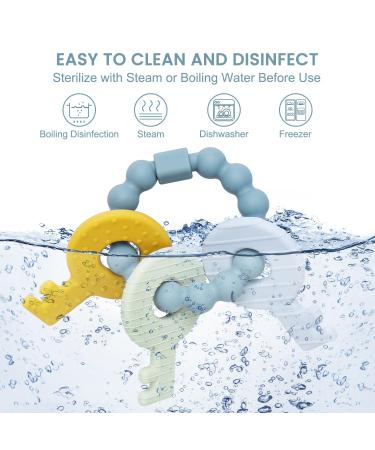 BPA-Free Baby Bite Ring Toy Keys | Teething Aid for Babies 3+ Months | Blue Bite Ring - Buy Online on SooperMarket.com