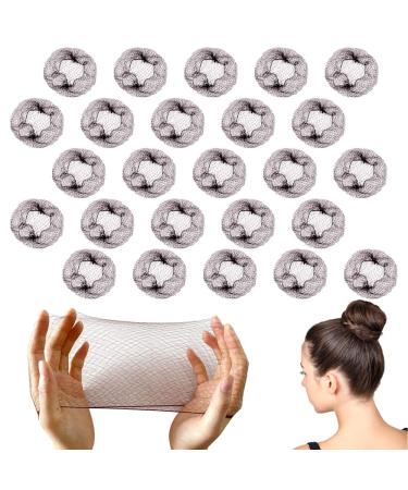ZEVONDA 20 PCS Invisible Hair Nets - 50cm/20inch Elastic Edge Mesh Hair Net Hair Bun Holder for Ballet Dance Gymnastics Hair Bun Making for Women Girls Brown Brown(20PCS)