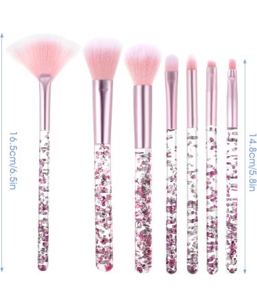 WLLHYF 7 Pack Makeup Brush Set Stylish Glitter Cosmetics Brushes Kit Professional Blending Brush with Crystal Sequins Handle for Eye Shadow Eyeliner Foundation Powder Concealer Blush Lip Women (Pink) - Buy Online on SooperMarket.com