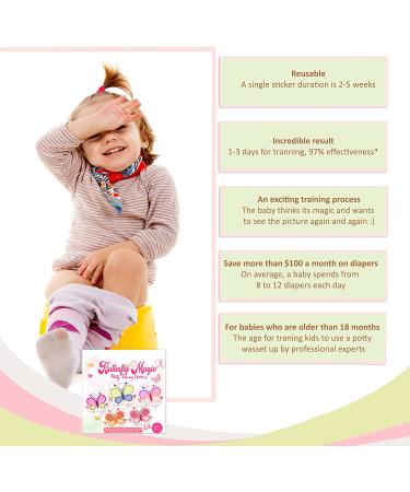 Potty Training Seat Sticker Butterfly - Color Changing Stickers 5 Pack - FREE Potty E-Book - Use with/Without Potty Chart or Training Watches - Buy Online on SooperMarket.com