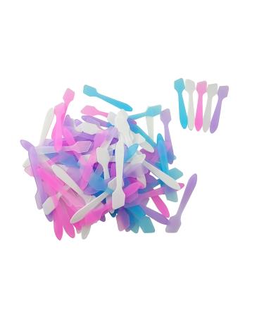 3.2 Inch 5 Color Plastic Cosmetic Spatulas, Disposable Makeup Tools Spoon for Mixing and Sampling, 100 Pcs Random Color