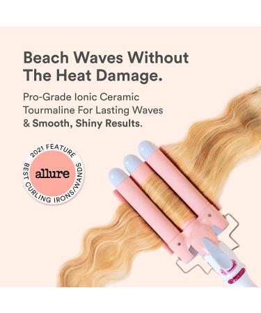 INH Beach Waver Curling Iron 3 Barrel Ceramic Curler Wand - 25mm | Digital Temp Control & Rotating Cord | For Thick & Long Hair - Buy Online on SooperMarket.com