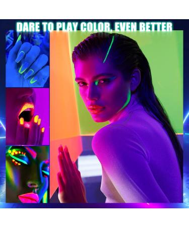 Neon Pigment Eyeshadow Powder - 6 UV Glow Colors for Bold Makeup | FindinBeauty Christmas Face & Body Art - Buy Online on SooperMarket.com