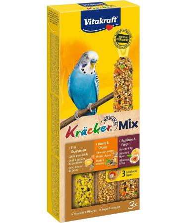 Vita power Kr cker Mix birdsnack for budgies nibbles nibbles with egg and grass seeds with apricot and cowardly with honey and sesame without adding sugar (1x 3 pieces) 80 g (1 Pack)