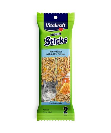 Vitakraft Crunch Sticks Honey Flavor with Added Calcium Chinchilla Treat (2 Sticks), 3.5 oz Calcium Sticks