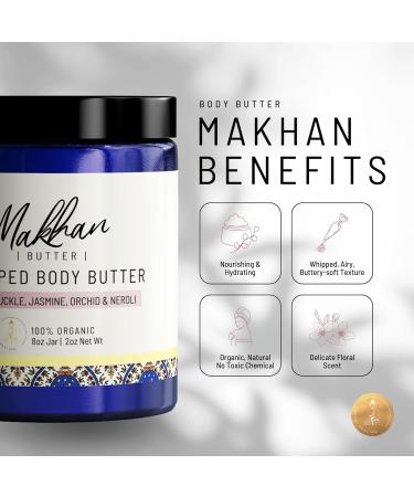 Buy Makhan Organic Whipped Body Butter - Honeysuckle Neroli Orchid & Jasmine Scented - All Natural No Preservatives Reiki Infused - International Shipping Available - Buy Online on SooperMarket.com