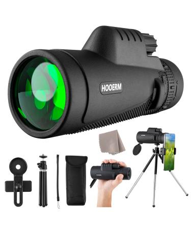 Hooerm HD Monocular Telescope for Smartphone, 12X50 High Powered Monoculars for Adults Kids with Clear Low Light Vision- Ideal for Bird Watching, Hunting, and Outdoor Activities, Upgraded General