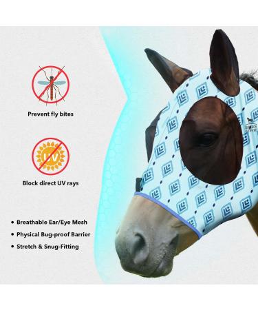 Harrison Howard Fly Mask for Horses - XL Extra-Full Comfortable & UV Protection Light Blue (Nature Aztec) - Best ECommerce Shipping Worldwide - Buy Online on SooperMarket.com