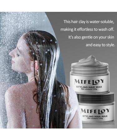 Gray Styling Hair Temporary Color Wax - Silver Grey Instant Hairstyle Cream with Gloves & Cape for Cosplay Halloween & DIY Beauty - Buy Online on SooperMarket.com