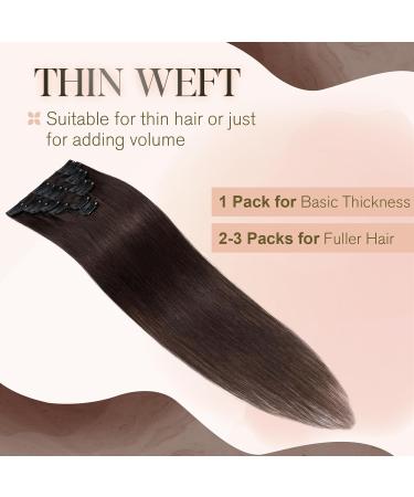 Brown Clip in Hair Extensions Real Human Hair 16 Inch 65g Hair Extensions Clip in 8 Pieces Clip in Hair Extensions - Buy Online on SooperMarket.com