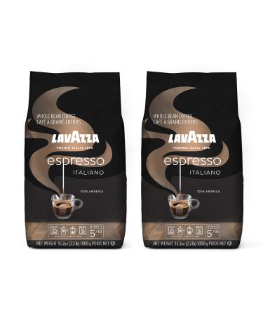 Lavazza Caffe Espresso Italiano Whole Bean Coffee Blend Medium Roast 2.2-Pound Bag (Pack of 2) Original Version.