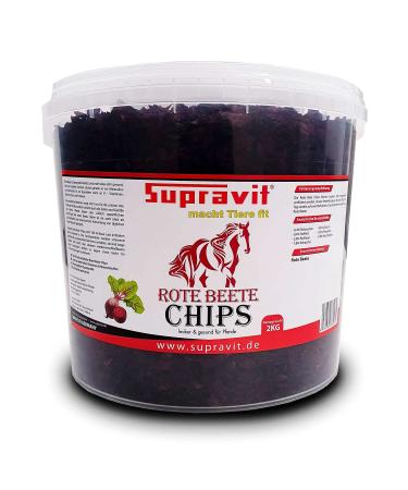 Supravit beetroot chips - 2kg bucket of horse macker without sugar - for all horses - 100% nature without additives - as a tasty horse tray or as an additional feed Rote beds