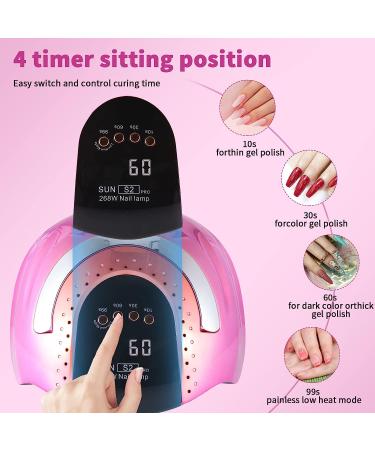 268W UV LED Nail Lamp for Gel Polish | 4 Timer Settings | Professional Manicure Nail Dryer with Auto Sensor - Buy Online on SooperMarket.com