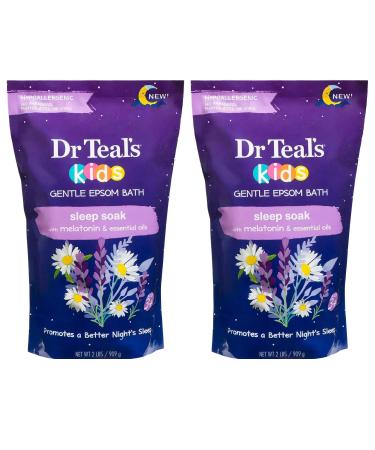 Dr. Teal's Kids' Gentle Sleep Soak with Pure Epsom Salt & Melatonin - (2 Pack 2lbs Ea.) - Coconut and Other Essential Oils Relieve Stress & Soothe The Body - Hypoallergenic & Paraben Free
