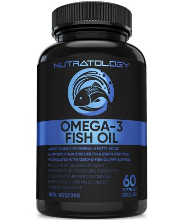 Omega 3 Fish Oil Supplement Triple Strength - 1200MG Fish Oil 720 MG Omega 3 432MG EPA & 288MG DHA Per Softgel. Burp-less Lemon Flavour - Great Source Of Omega 3 Fatty Acids - Omega 3 Supplements - Supports Cognitive Health & Brain Function - 60 Softgels 