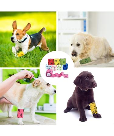 8 Rolls Dog Bandage Self Adhesive Cohesive Dog Bandage Vet Wrap for Dogs Non-Woven Elastic Dog Paw Bandage for Legs Paws Wrist Ankle 5cm X 4.5m (Multicolor) - Buy Online on SooperMarket.com