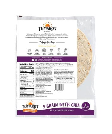 TUMAROS 9 Grain with Chia Wraps - 8 Count (Pack of 6) - Buy Online on SooperMarket.com
