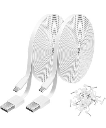 2 Pack 13.1FT Power Extension Cable for WyzeCam,WyzeCam Pan,KasaCam Indoor,NestCam Indoor, Blink,Cloud Cam, USB to Micro USB Durable Charging and Data Sync Cord for Security Camera-White