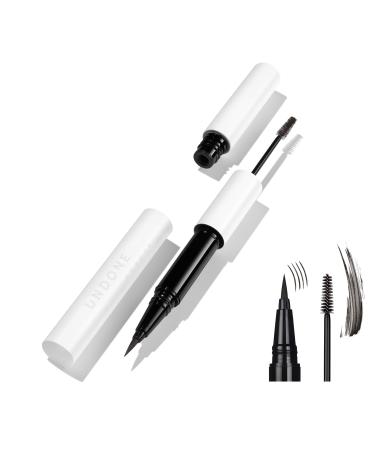 Undone Beauty Flawlush Unique 2-in-1 Precision Felt Tip Micro Brow Pen and Brush with Longwear Gel Formula for Filling & Enhancing Brows - Vegan & Cruelty Free - Black Brown