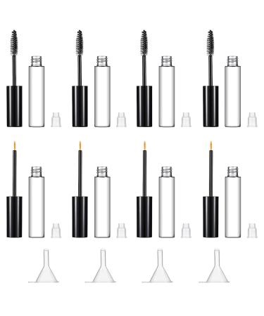 12 Pieces 10 ml Empty Mascara Tubes Eyelash Serum Tubes and Eyeliner Tubes Set Includes 4 Eyelash Cream Container Bottle  4 Liquid Eyeliner Mascara Container  4 Funnels for Castor Oil DIY Mascara