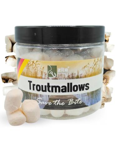 Zite Fishing Troutmallows - Highly Marshmallow Forelle bait - Intensive flavors & bright colors - 40g dose - Perfect for basic assembly & combination with natural baits garlic white
