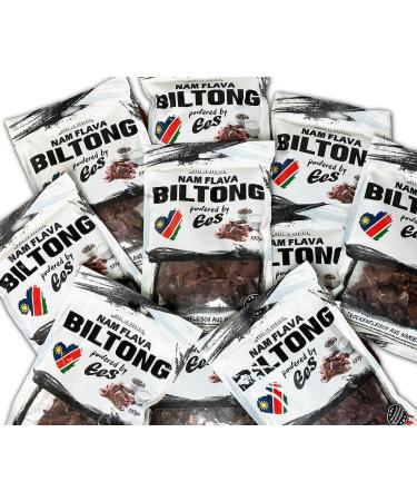 Nam Flava - Original Biltong from Namibia - 1 kg (10x100 g) - dried meat beef jerky high in protein 100 g (pack of 10)