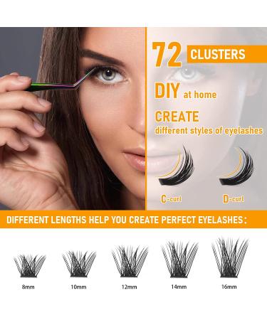DIY Lash Clusters D Curl 16mm - 72 Mega Volume Eyelash Extensions for Home Use - Buy Online on SooperMarket.com