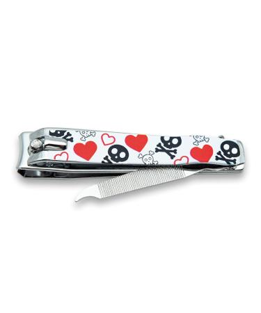 3 Claveles - Pedicuro Nail Clippers with File Nail Clippers Toenail Clipper Decorated Skull Lovers Collection Carbon Steel 8cm