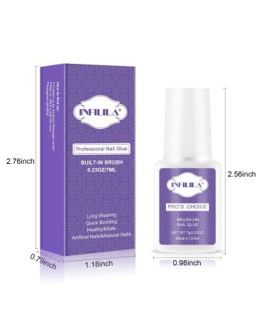 Infilila Professional Brush On Nail Glue for Acrylic, Press On, and Fake Nails - Long Lasting Adhesive - 7ML/0.23OZ - Buy Online on SooperMarket.com