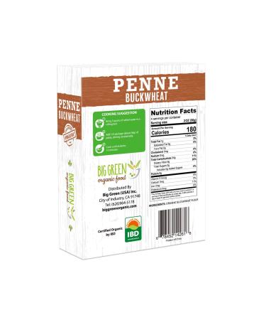 Big Green Organic Buckwheat Penne 8.8oz - 100% Gluten-Free Non-GMO Vegan Pasta - Buy Online on SooperMarket.com
