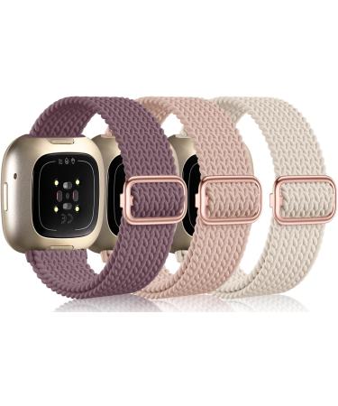 Epova bracelet compatible with Fitbit Versa 3 bracelet/bracelet/scythe bracelet/scythe 2 bracelet women men soft elastic nylon replacement band for fitbit versa 3 bracelet/fitbit versa 4 bracelet Rauchlila/pink sand/polar star
