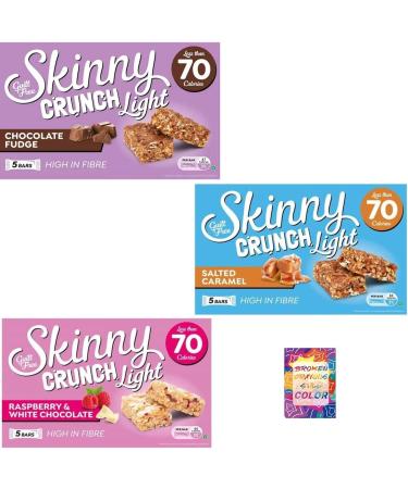 Skinny Crunch Light Raspberry & White Chocolate 5X19g Skinny Crunch Light Salted Caramel 5X19g Skinny Crunch Light Chocolate Fudge Bars 5x19g With Oerich Card - Buy Online on SooperMarket.com