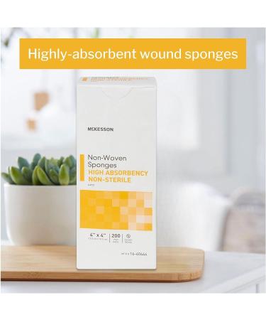 McKesson Non-Woven Sponges 4x4 Inch, 200 Count - High Absorbency, Polyester/Rayon, 4-Ply, Non-Sterile - Buy Online on SooperMarket.com