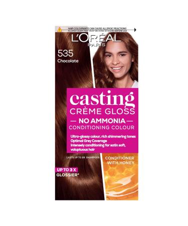 L Or al Paris Ammonia Free Semi-Permanent Hair Dye 535 Chocolate Glossy Hair Colour Natural Looking Finish For up to 28 Shampoos Casting Cr me Gloss 1 Application 535 Chocolate 1 Count (Pack of 1)