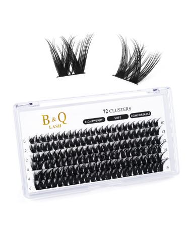 Cluster Lashes C Curl 12mm 72 Clusters B&Q Lash Clusters Individual Lashes Volume Eyelash Clusters DIY Lash Extensions Soft Wispy Cluster Eyelash Extensions DIY at Home (B17 C-12mm) C-12 mm B 17