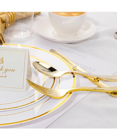 N9R 500PCS Gold Plastic Silverware Set - Disposable Gold Cutlery for Party, Wedding - 200 Forks, 150 Spoons, 150 Knives - Gold Utensils - 500 Pack - Buy Online on SooperMarket.com