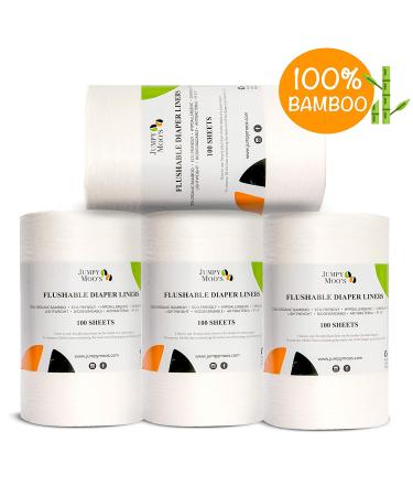 JM Disposable Bamboo Diaper Liners 7.5x11.5 inches, Fragrance & Chlorine Free, Highly Absorbent, Biodegradable Inserts - 100 Sheets/Roll, Pack of 4 - Buy Online on SooperMarket.com