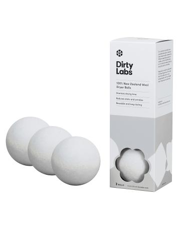 Dirty Labs | 100% New Zealand Wool Dryer Balls | 3 Balls | Shorten Drying Time | Reduce Static & Wrinkles | Dryer Sheet & Fabric Softener Alternative