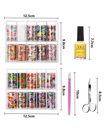 Kalolary 20 Rolls Nail Foil & Glue - Holographic Starry Sky Stars Transfer Stickers for DIY Nail Art Decoration - Buy Online on SooperMarket.com