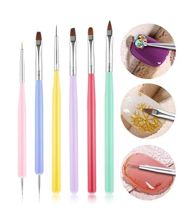 WLLHYF 6Pcs Nail Art Brushes Set - Design Tools for Gel Nail Polish, Carved Brush, Liner Brush, Dotting Pen - Ideal for Home Salon DIY Manicure - Buy Online on SooperMarket.com