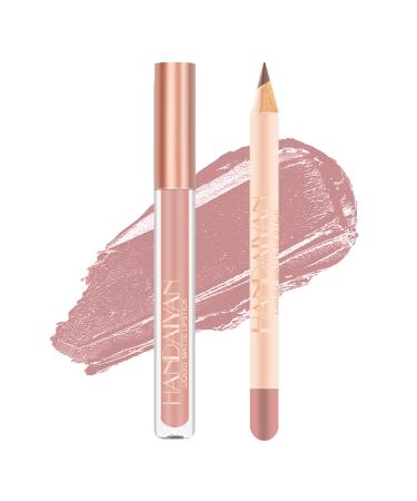 Easilydays 2Pcs Matte Nude Lip Liner Pencil and Lip Stick Set  Velvety Creamy Matte Lip Crayon Full Coverage Lip Stain High Pigment Waterproof  No Smudge Lipstick for Women  Smooth Matte Lip Color Makeup (01)
