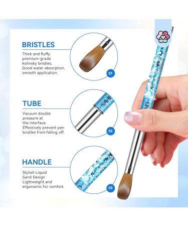 Saviland Acrylic Nail Brush Set - High Quality Synthetic Bristles with Blue Mermaid Princess Handle, 7 Sizes for Acrylic System Application - Size 4# to 16# - Blue 01 - Buy Online on SooperMarket.com