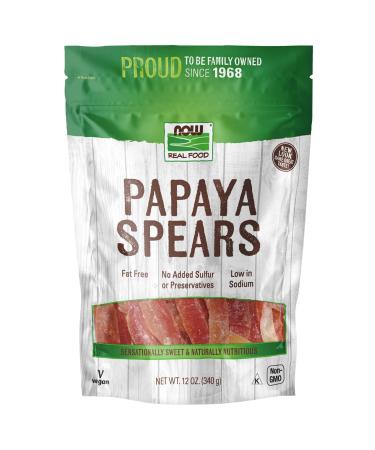 Now Foods Real Food Papaya Spears 12 oz (340 g)