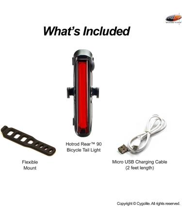 Cygolite Hotrod 90 Lumen Bike Tail Light | USB Rechargeable | 6 Night & Daytime Modes | Wide Glowing LEDs - Buy Online on SooperMarket.com