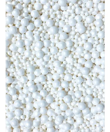 White Edible Sugar Beads - Beach Seaside Pearls Cake Cupcake Dessert Decoration - 4oz - Buy Online on SooperMarket.com