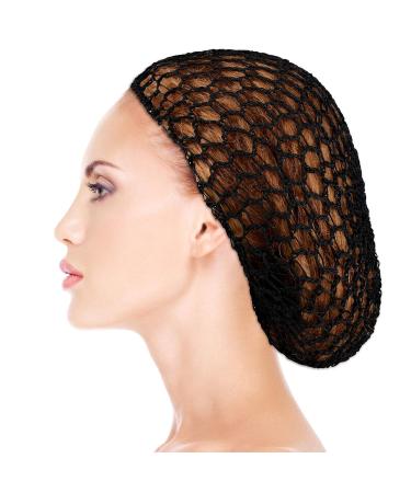 3-Piece Black Mesh Hair Net Set - Rayon Crochet Hair Nets, Knit Snood Hat, Crocheted Sleep Cap - Buy Online on SooperMarket.com