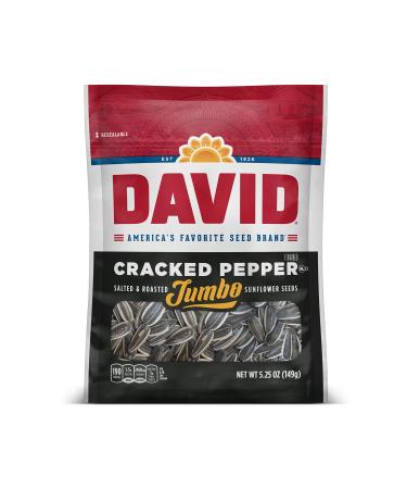 DAVID Roasted and Salted Cracked Pepper Jumbo Sunflower Seeds, Keto Friendly, 5.25 oz