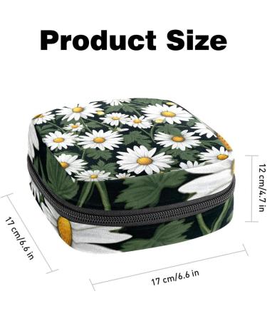 Daisies Green Leaf Sanitary Napkin Storage Bag | Menstrual Cup Pouch | Nursing Pad Holder | Portable Period Bag for Women & Teen Girls - 1Pcs, Multi-colored - Buy Online on SooperMarket.com