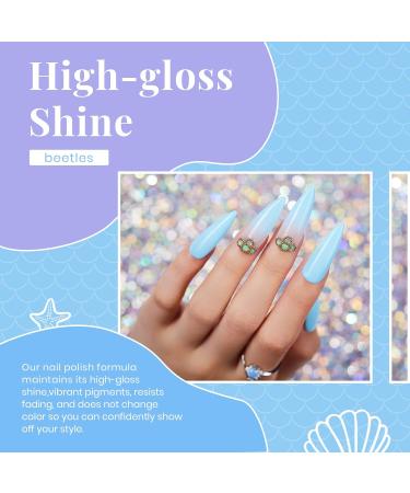 Beetles Blue Purple Gel Nail Polish Set - 6 Pcs Aquamarine Mermaid Gel Polish | Soak Off UV LED, Base & Top Coat | Salon Quality Starter Kit | Mother's Day Gifts - Buy Online on SooperMarket.com